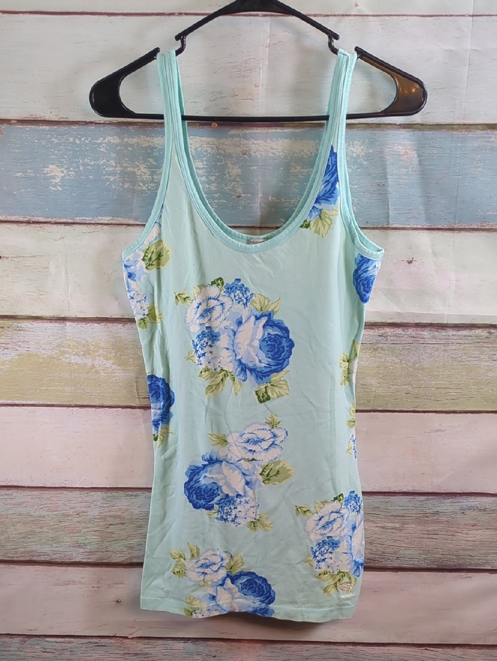 Abercrombie & Fitch Light Blue Floral Tank Top - Sleeveless Scoop Neck